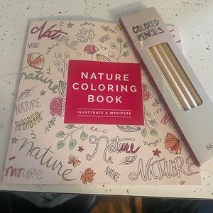 Nature coloring book w/ colored pencils